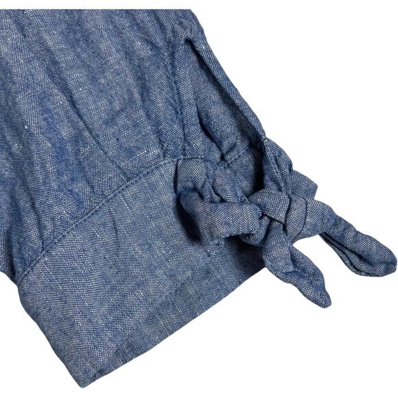 Liz Claiborne Women's Blue Linen Blend Tie Sleeve Cottagecore Blouse Small - Picture 6 of 10
